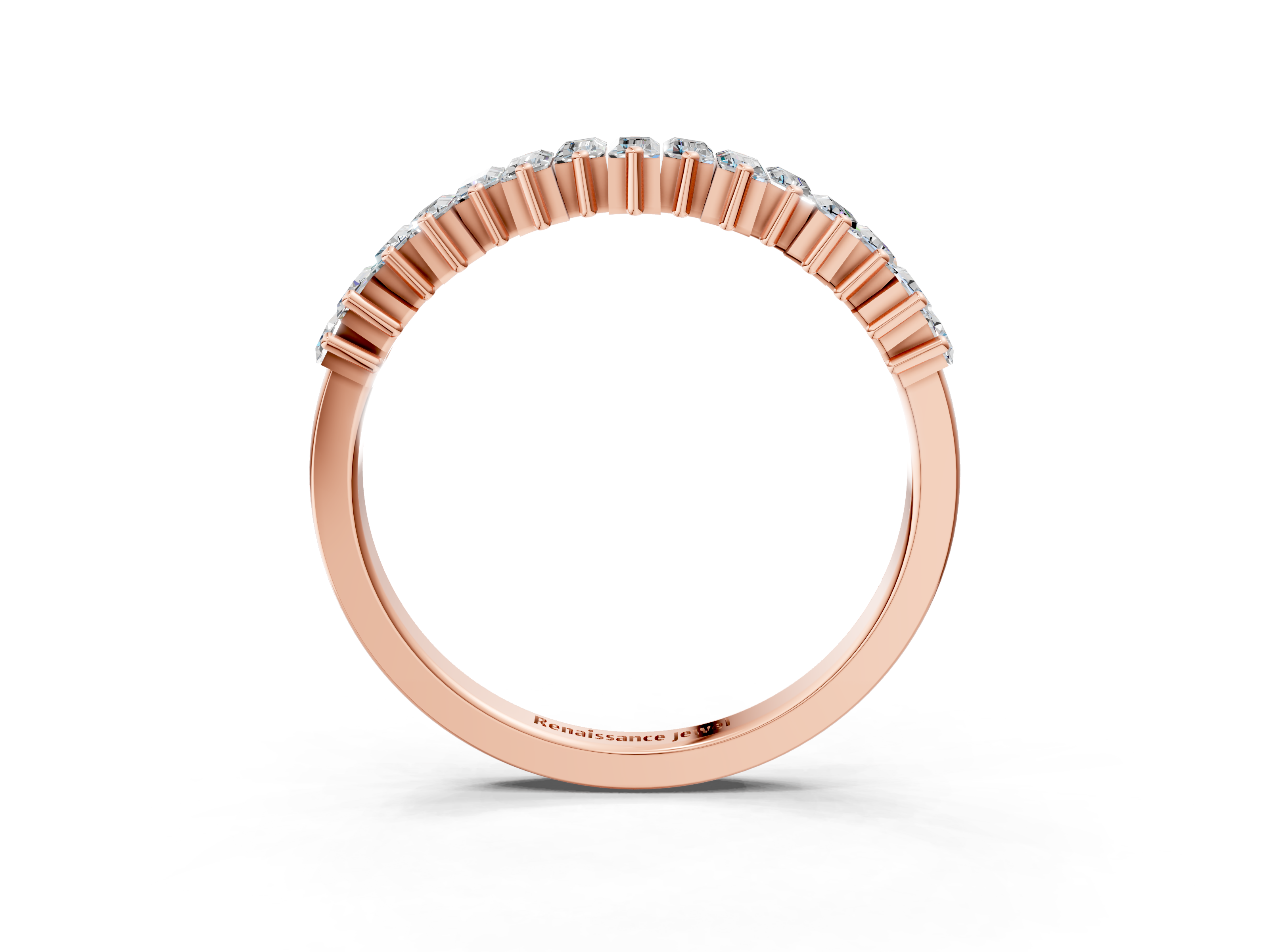 Rose gold Baguette Diamond Half Eternity Ring with Prong Setting_71