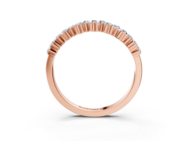 Rose gold Baguette Diamond Half Eternity Ring with Prong Setting