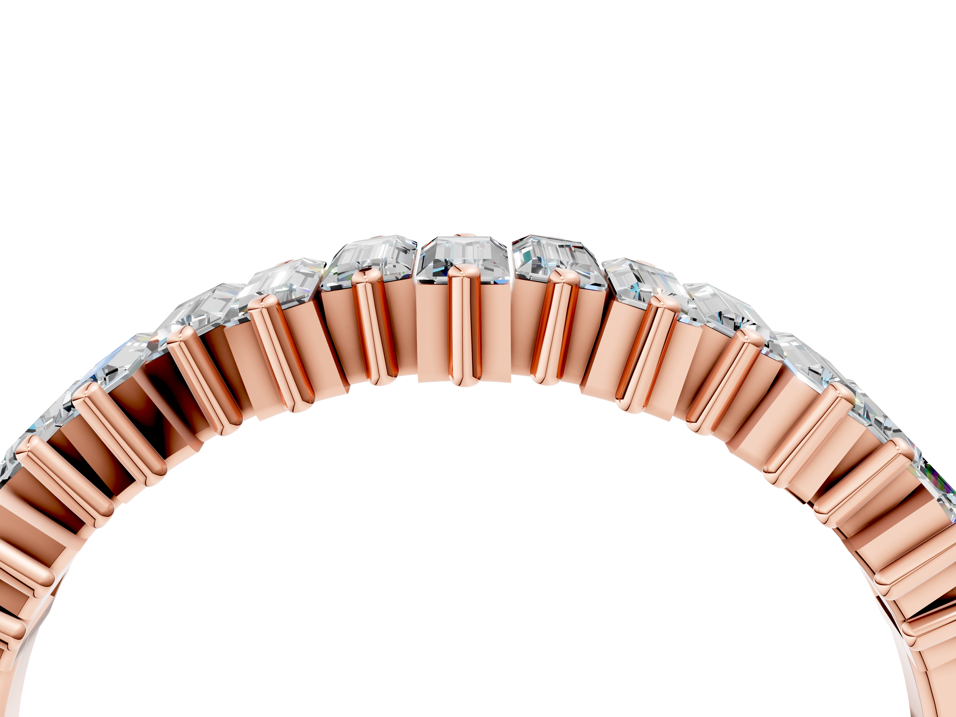 Rose gold Baguette Diamond Half Eternity Ring with Prong Setting_72