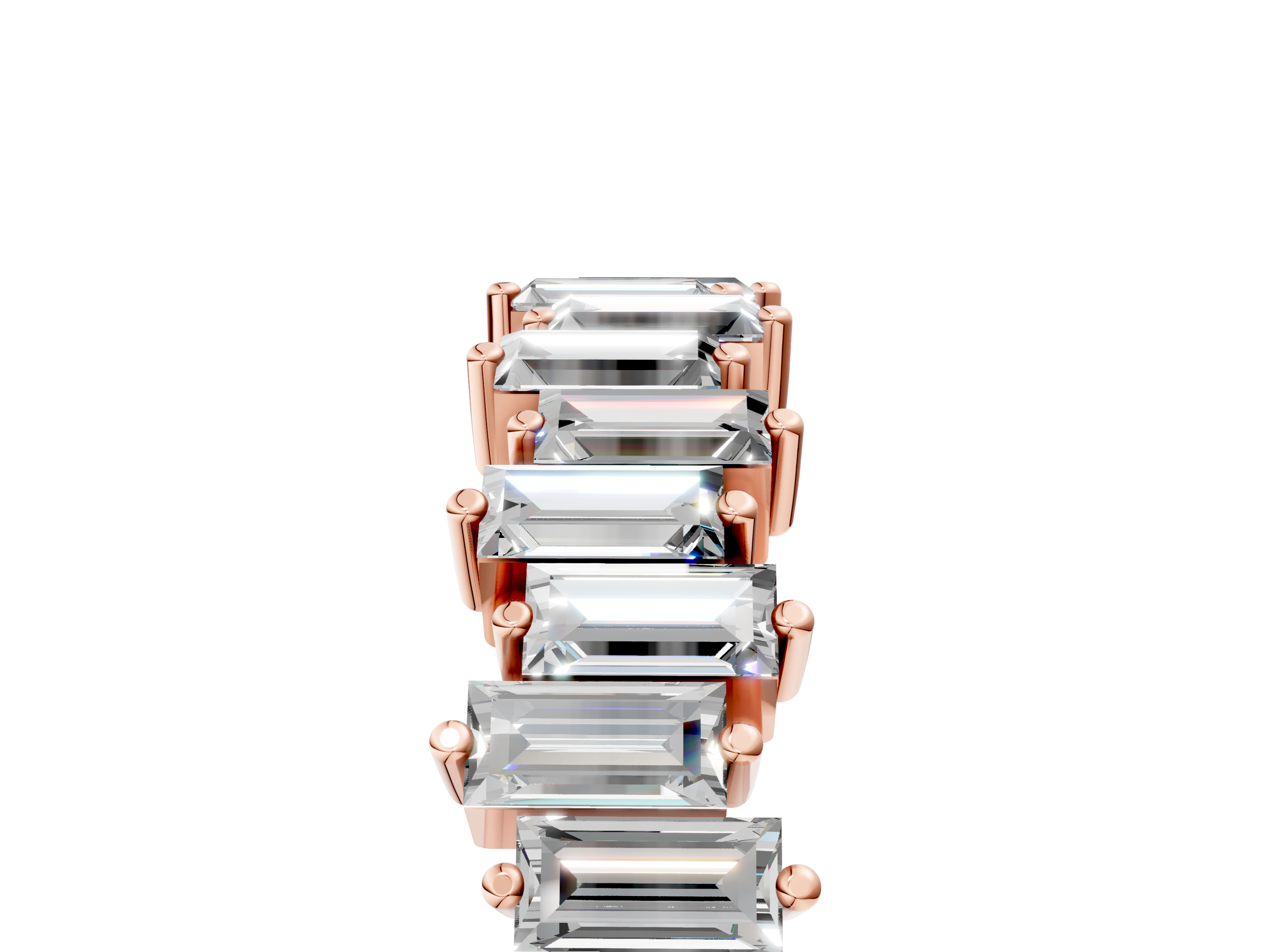 Rose gold Baguette Diamond Half Eternity Ring with Prong Setting_73