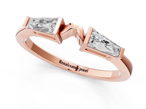 Rose gold Baguette Diamond Open Band with Bar Prong Setting