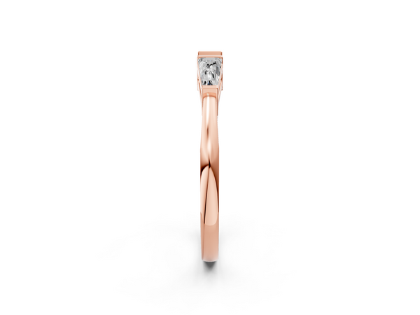 Rose gold Baguette Diamond Open Band with Bar Prong Setting