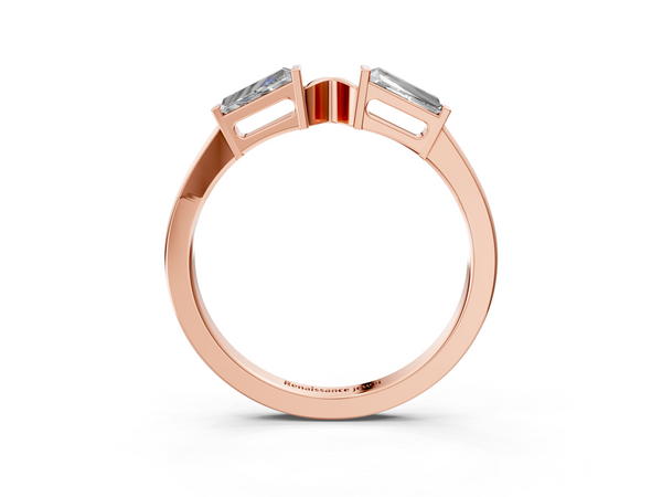 Rose gold Baguette Diamond Open Band with Bar Prong Setting