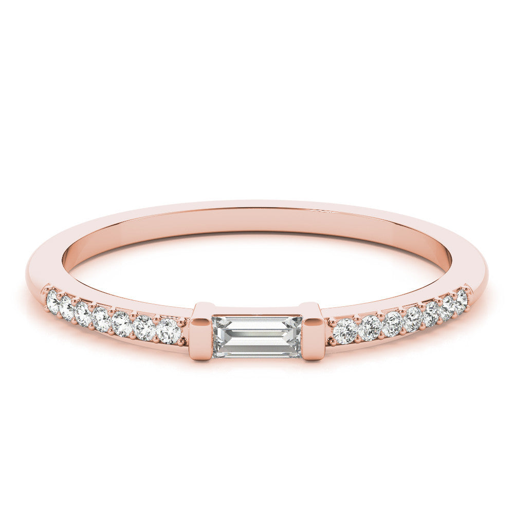 Rose gold Baguette Diamond Pave Band with Bar Prong Setting 1