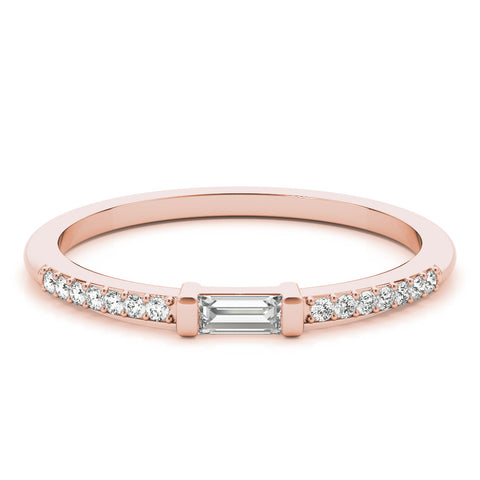 Rose gold Baguette Diamond Pave Band with Bar Prong Setting 1