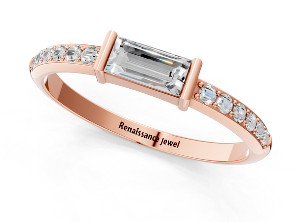 Rose gold Baguette Diamond Pavé Band with Bar Setting
