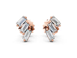 Rose gold Baguette Diamond Three-Stone Stud Earrings_10