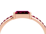 Rose gold Baguette Garnet Pavé Band with Bar Setting_10