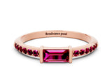 Rose gold Baguette Garnet Pavé Band with Bar Setting_6