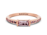 Rose gold Baguette Morganite Pavé Band with Bar Setting_6