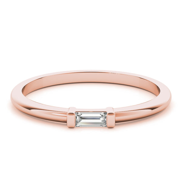 Rose gold Baguette Solitaire Bar-Set Minimalist Band