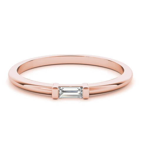 Rose gold Baguette Solitaire Bar-Set Minimalist Band 1