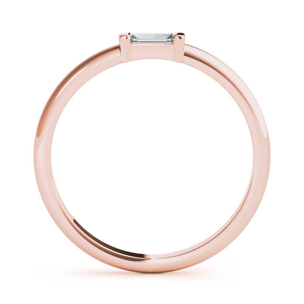 Rose gold Baguette Solitaire Bar-Set Minimalist Band 2