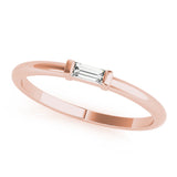Rose gold Baguette Solitaire Bar-Set Minimalist Band