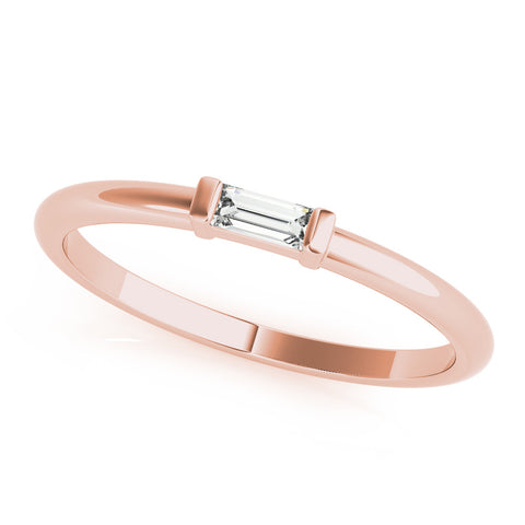 Rose gold Baguette Solitaire Bar-Set Minimalist Band