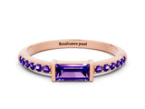 Rose gold Baguette Tanzanite Pavé Band with Bar Setting_6