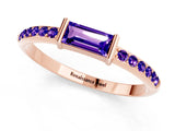 Rose gold Baguette Tanzanite Pavé Band with Bar Setting_7