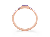 Rose gold Baguette Tanzanite Pavé Band with Bar Setting_9