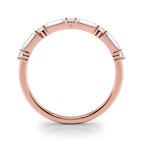 Rose gold Baguette and Round Diamond Bar Setting Half Eternity Band with Prong Setting 2