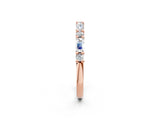 Rose gold Baguette and Round Diamond Bar Setting Half Eternity Band with Prong Setting_11
