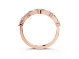 Rose gold Baguette and Round Diamond Bar Setting Half Eternity Band with Prong Setting_12