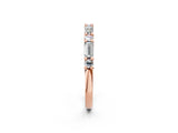 Rose gold Baguette and Round Diamond Bar Setting Half Eternity Band with Prong Setting_38