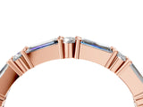 Rose gold Baguette and Round Diamond Bar Setting Half Eternity Band with Prong Setting_40