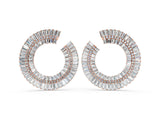 Rose gold Baguette and Round Diamond Fanned Hoop Earrings
