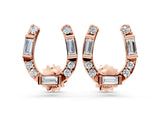 Rose gold Baguette and Round Diamond Horseshoe Stud Earrings_4