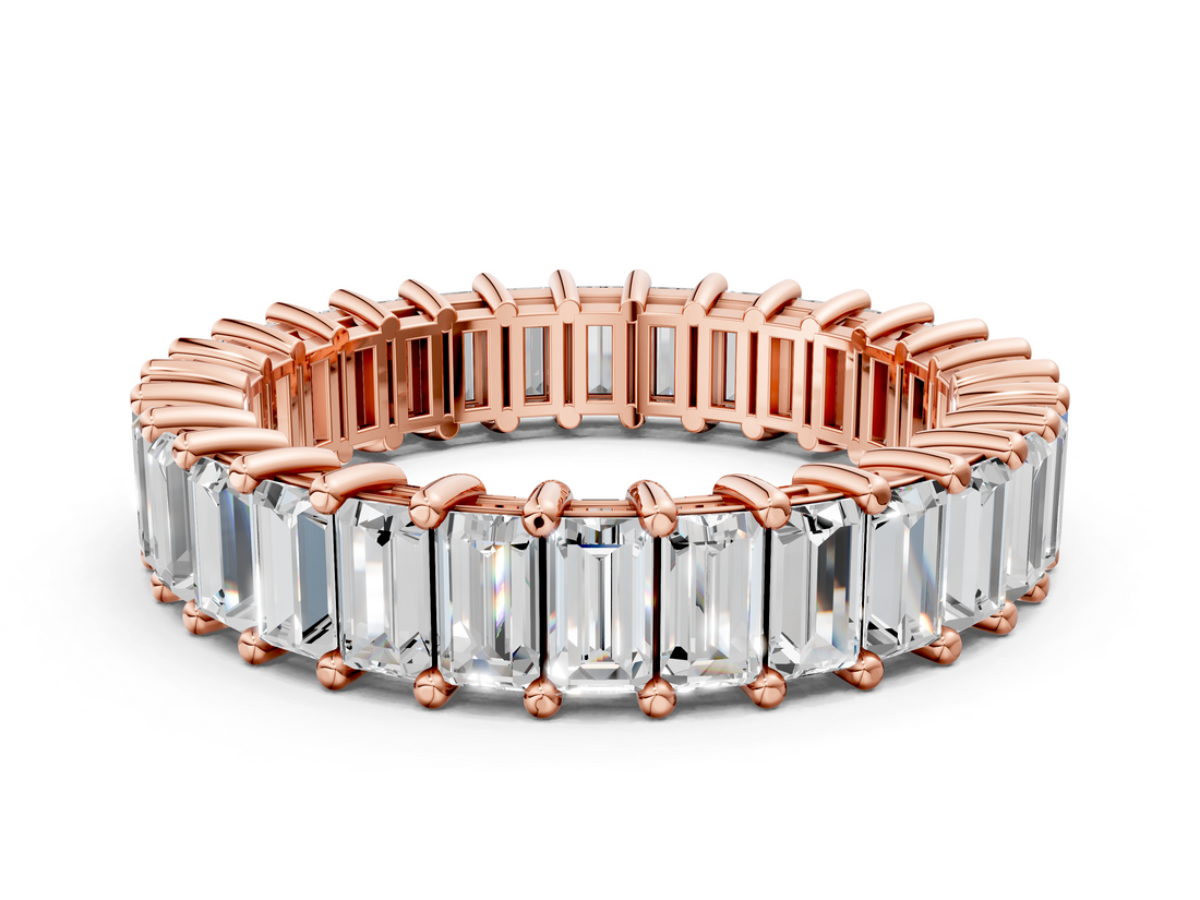 Rose gold Baguette cut diamond Eternity Band with Shared Prong Setting_25