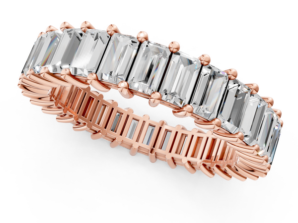 Rose gold Baguette cut diamond Eternity Band with Shared Prong Setting
