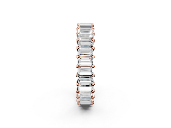 Rose gold Baguette cut diamond Eternity Band with Shared Prong Setting