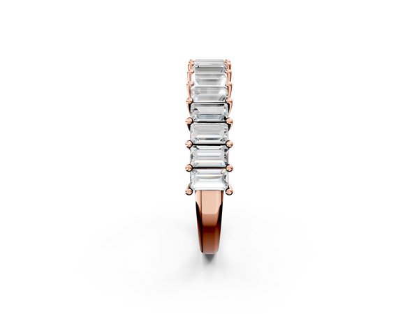 Rose gold Baguette cut diamond Half Eternity Band with Shared Prong Setting
