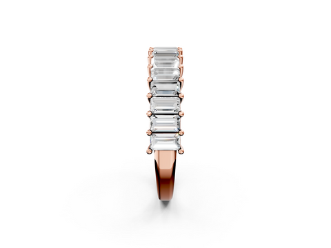 Rose gold Baguette cut diamond Half Eternity Band with Shared Prong Setting_23