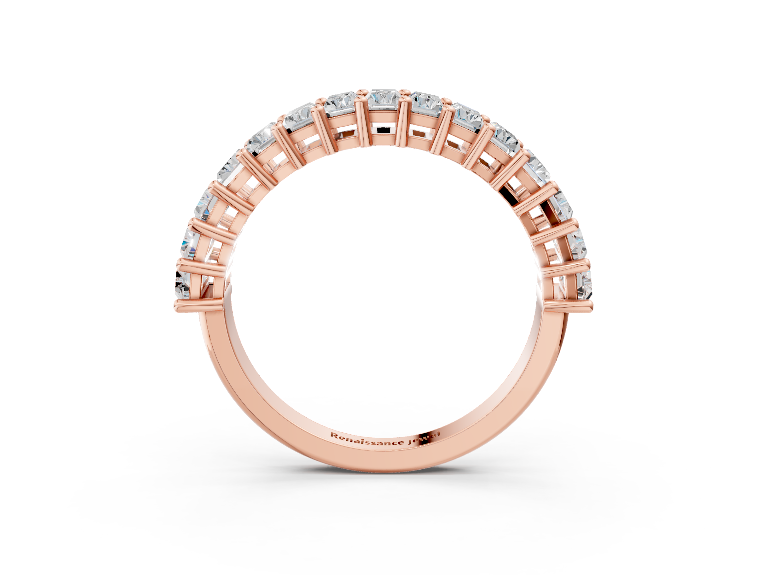 Rose gold Baguette cut diamond Half Eternity Band with Shared Prong Setting_24