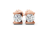 Rose gold Bar Set Round Diamond Stud Earrings in White Gold_10