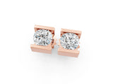 Rose gold Bar Set Round Diamond Stud Earrings in White Gold_11