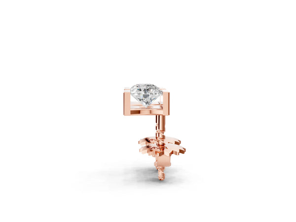 Rose gold Bar Set Round Diamond Stud Earrings in White Gold