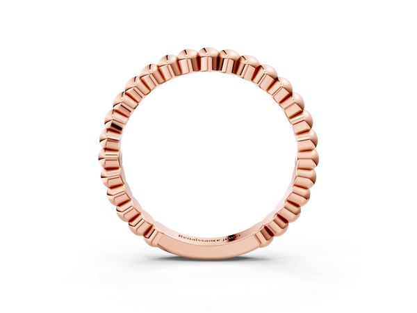 Rose gold Beaded Round Stone Eternity Band with Bezel Setting