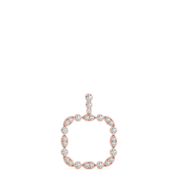Rose gold Bezel Marquise and Round Diamond Pendant