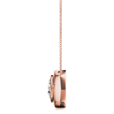 Rose gold Bezel Round Diamond Pendant 2
