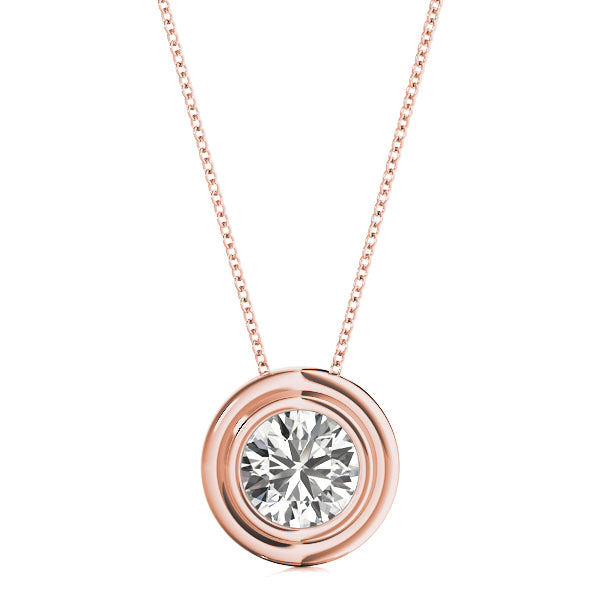 Rose gold Bezel Round Diamond Pendant