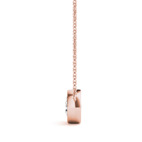 Rose gold Bezel Round Solitaire Pendant 1