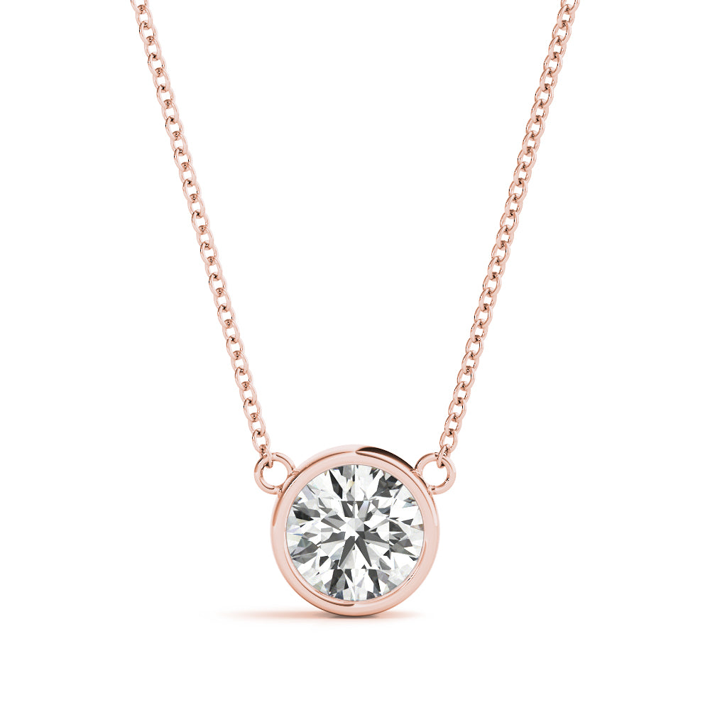 Rose gold Bezel Round Solitaire Pendant