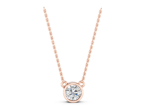 Rose gold Bezel Round Solitaire Pendant