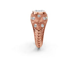 Rose gold Bezel Set Asscher Cut Diamond Milgrain Band Ring_11