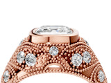 Rose gold Bezel Set Asscher Cut Diamond Milgrain Band Ring_13