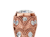 Rose gold Bezel Set Asscher Cut Diamond Milgrain Band Ring_14