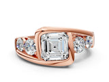 Rose gold Bezel Set Asscher Cut Diamond Split Shank Ring_7