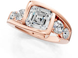 Rose gold Bezel Set Asscher Cut Diamond Split Shank Ring_8